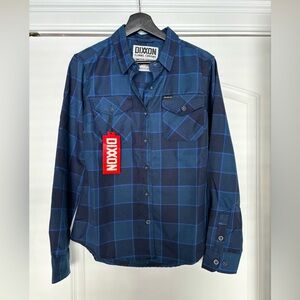 NWT DIXXON LIMITED EDITION SNAP ON TOOLS WOMENS BLUE PLAID FLANNEL SHIRT, M